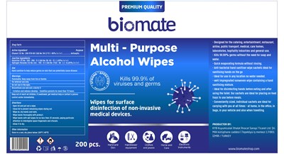biomate wet wipes 200 pcs-1.jpg 480 ml NDC: 80560-002-06 - biomate wet wipes 200 pcs 1